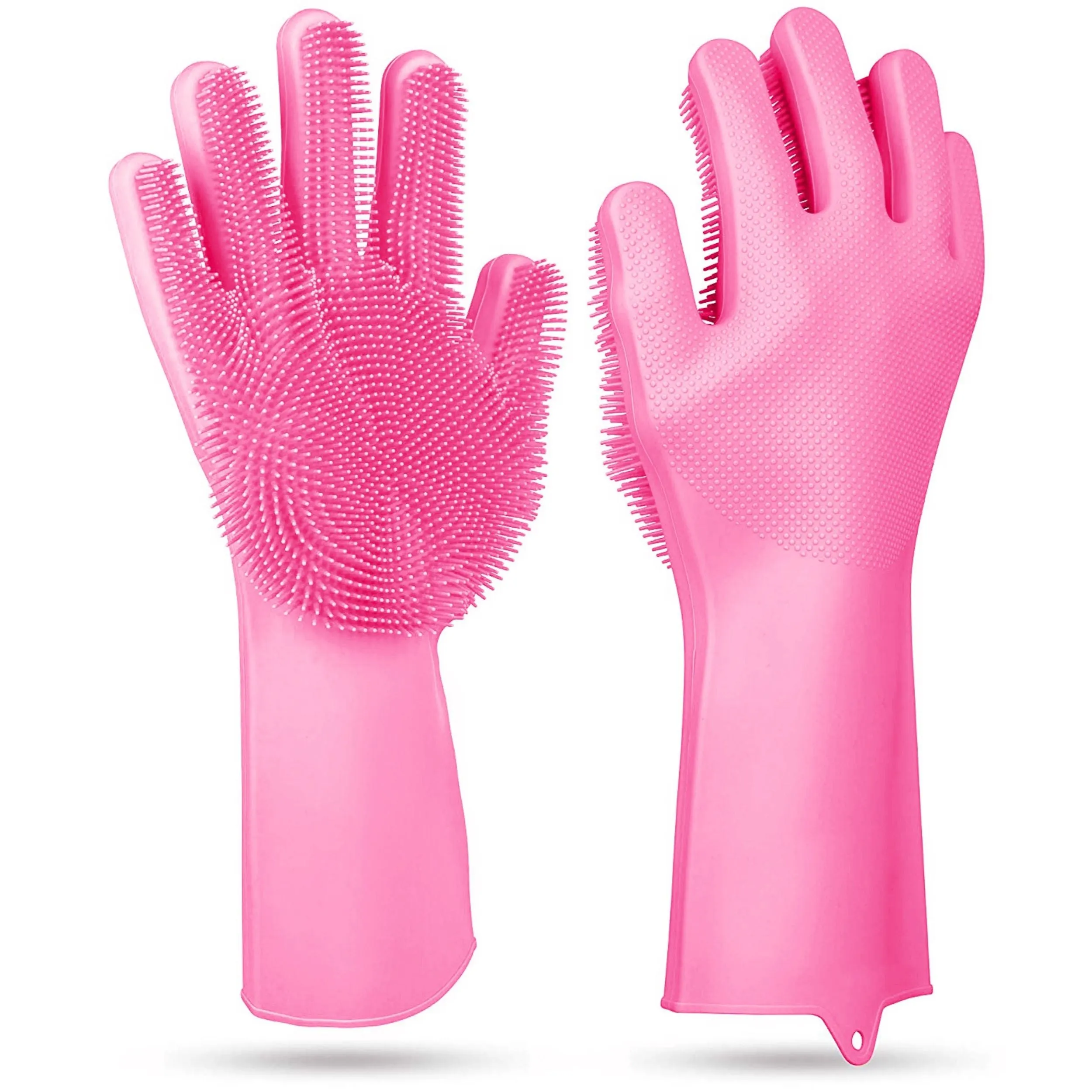 1 Pair Silicone Dishwashing Gloves | Cleaning Sponge Scrubber | Heat Resistant | Pet Safe | Wash Gloves