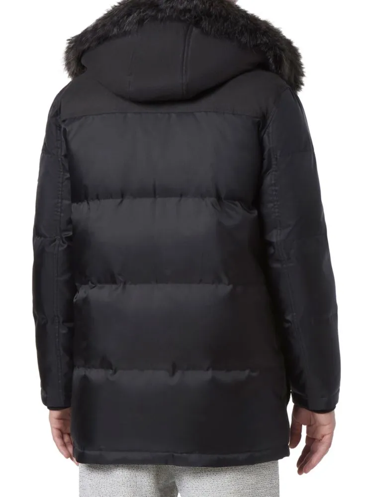 Andrew Marc Tripp Down Faux Fur Hooded Parka, Black