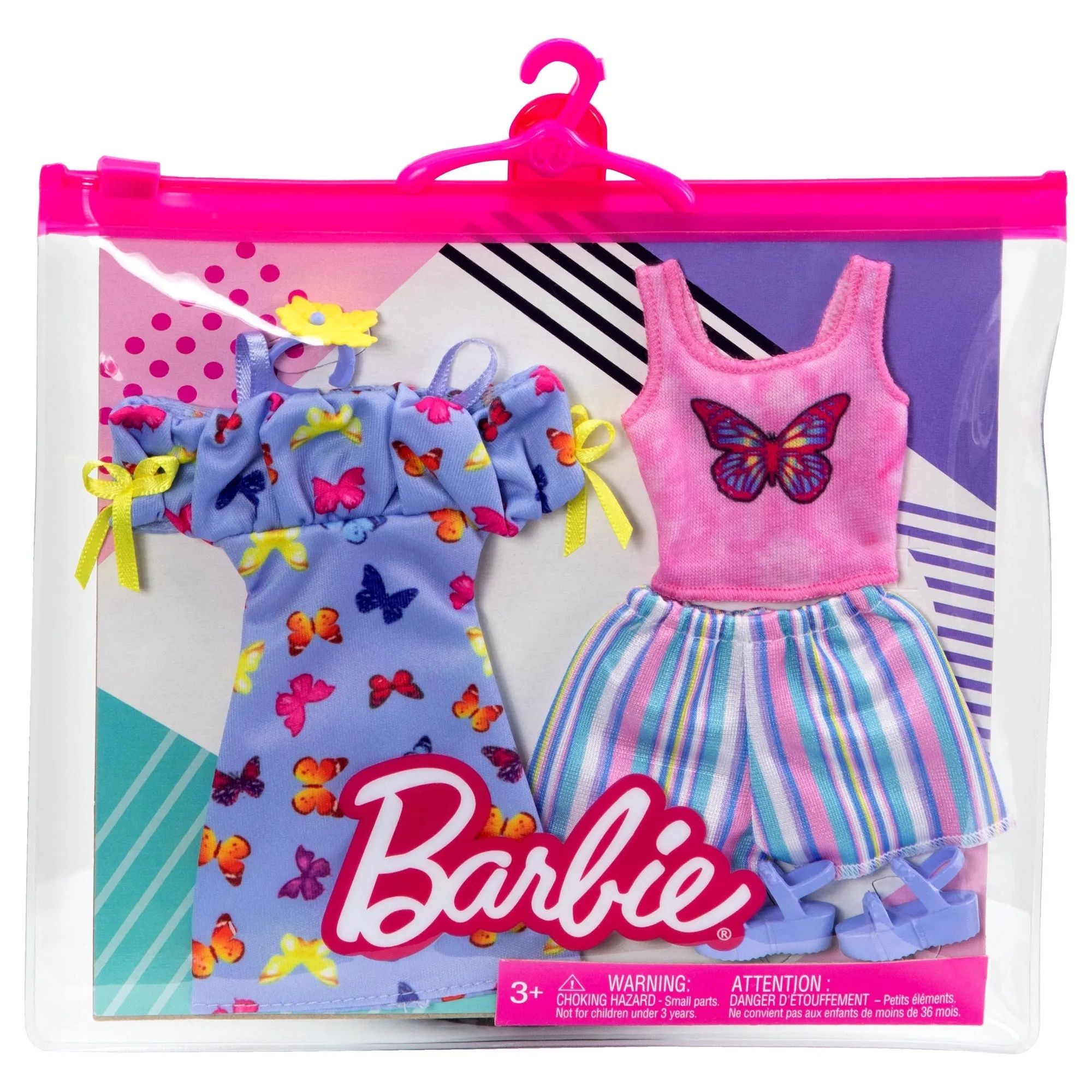 Barbie Fashions 2 Pack Butterfly Dress And Pink Top