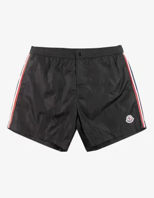 Black Tricolour Seam Swim Shorts