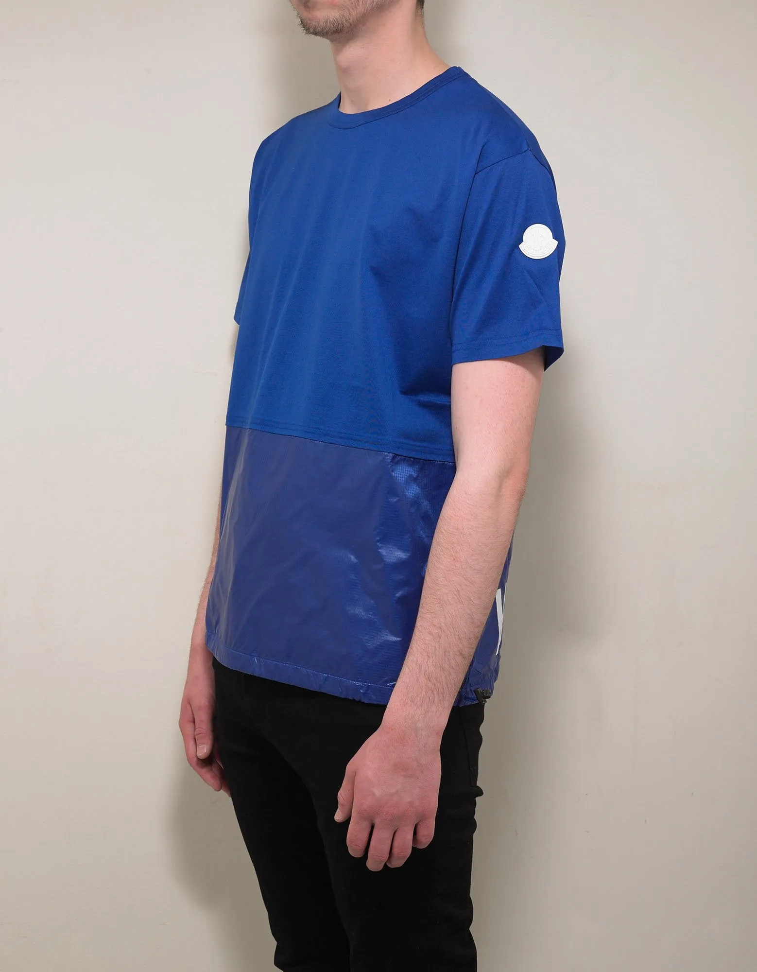 Blue Nylon Panel T-Shirt