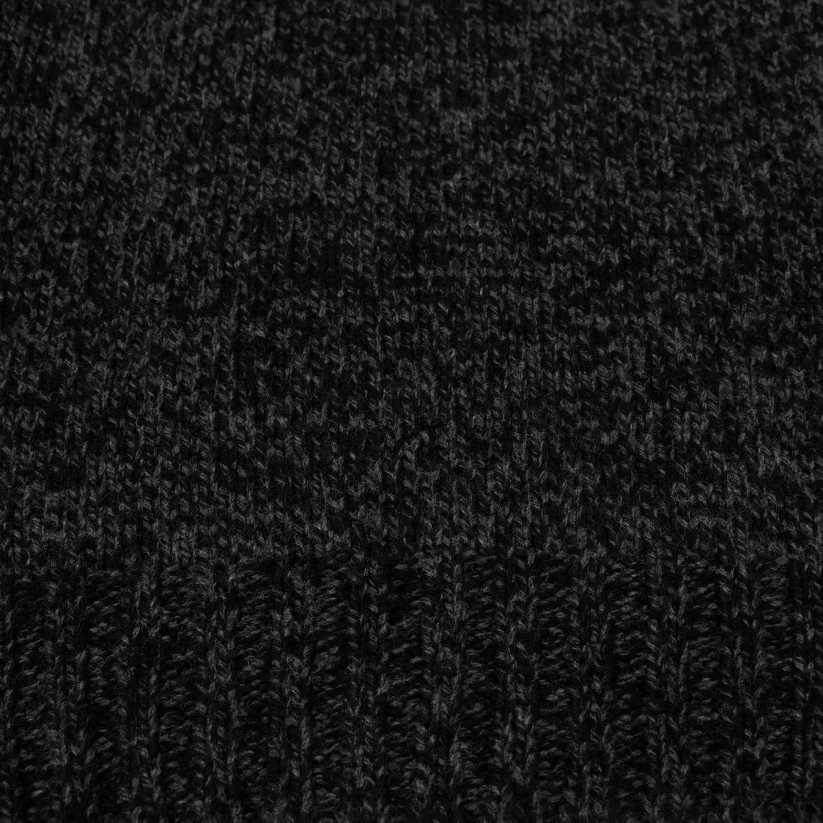 Charcoal Black Melange Buttoned-Neck Wool Jumper