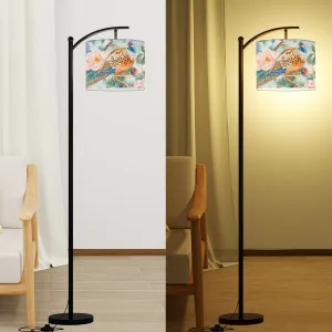 Chinoiserie Elegant Floral Pheasant Bird, Modern Floor Lamp With Remote