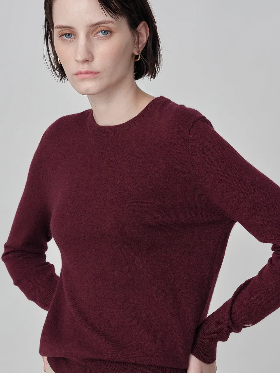 Classic Crew Neck Sweater_Burgundy