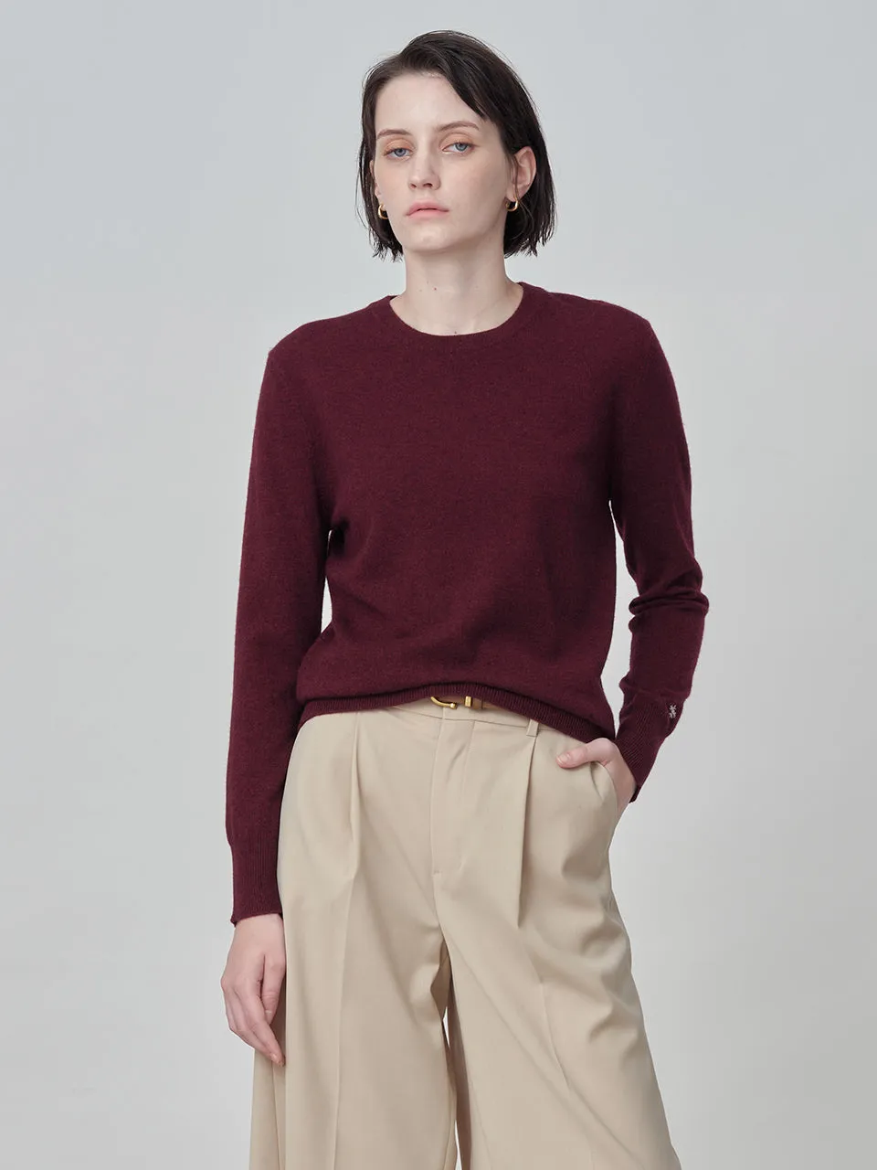 Classic Crew Neck Sweater_Burgundy