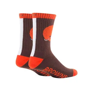 Cleveland Pro Football Socks Adult Team Logo and Colors Large Crew Sport Socks Footwear for Men and Women Game Day Apparel