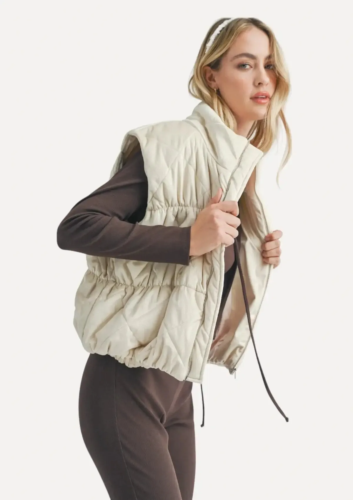 Cosmic Quilted Vest - Cream