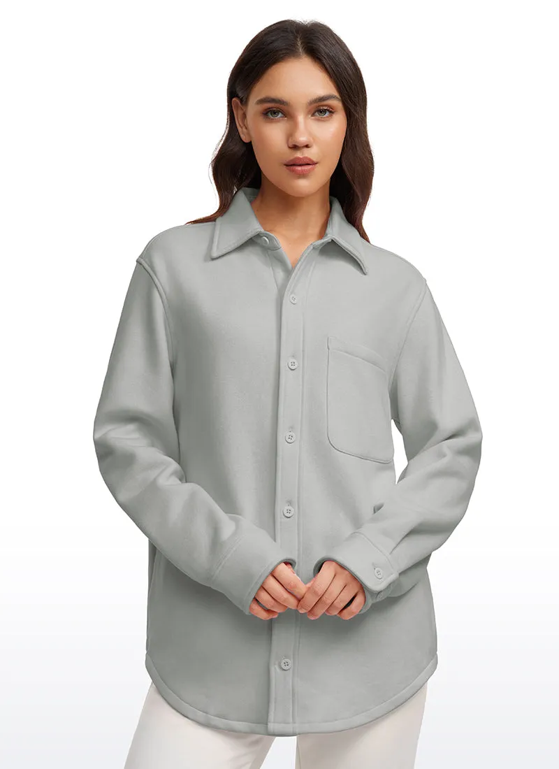 Cotton Fleece Lined Button Down Oversized Jackets