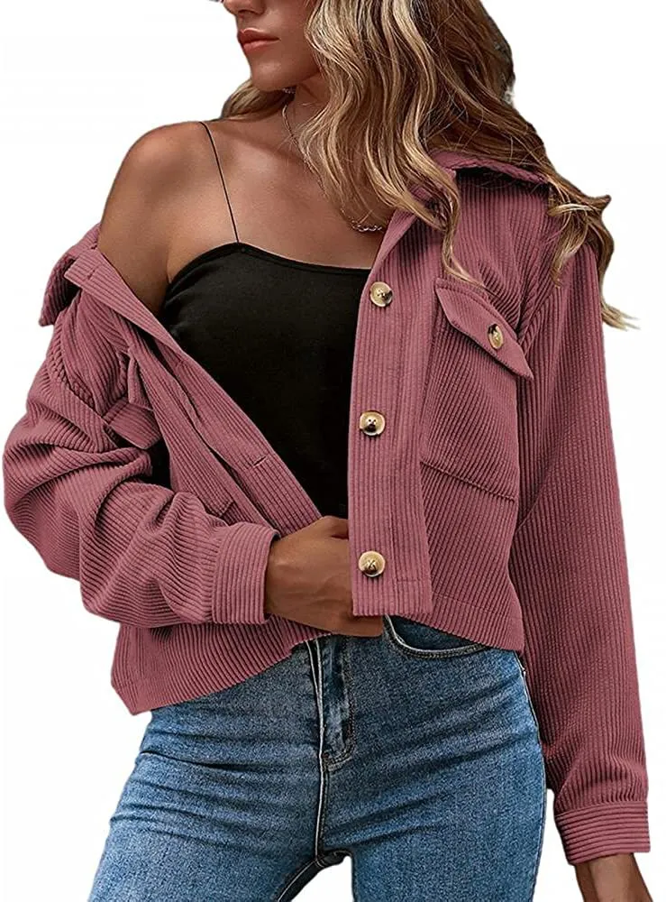 Fashion Corduroy Ladies Shirt Jacket