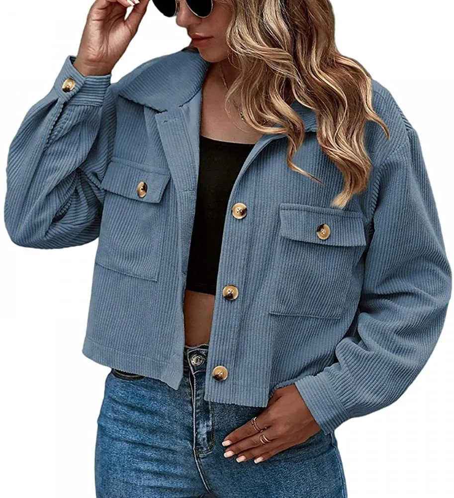 Fashion Corduroy Ladies Shirt Jacket