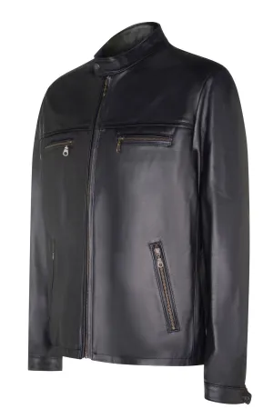 Firenze Retro Blouson Style Jacket in Dark Brown Nappa Lambskin