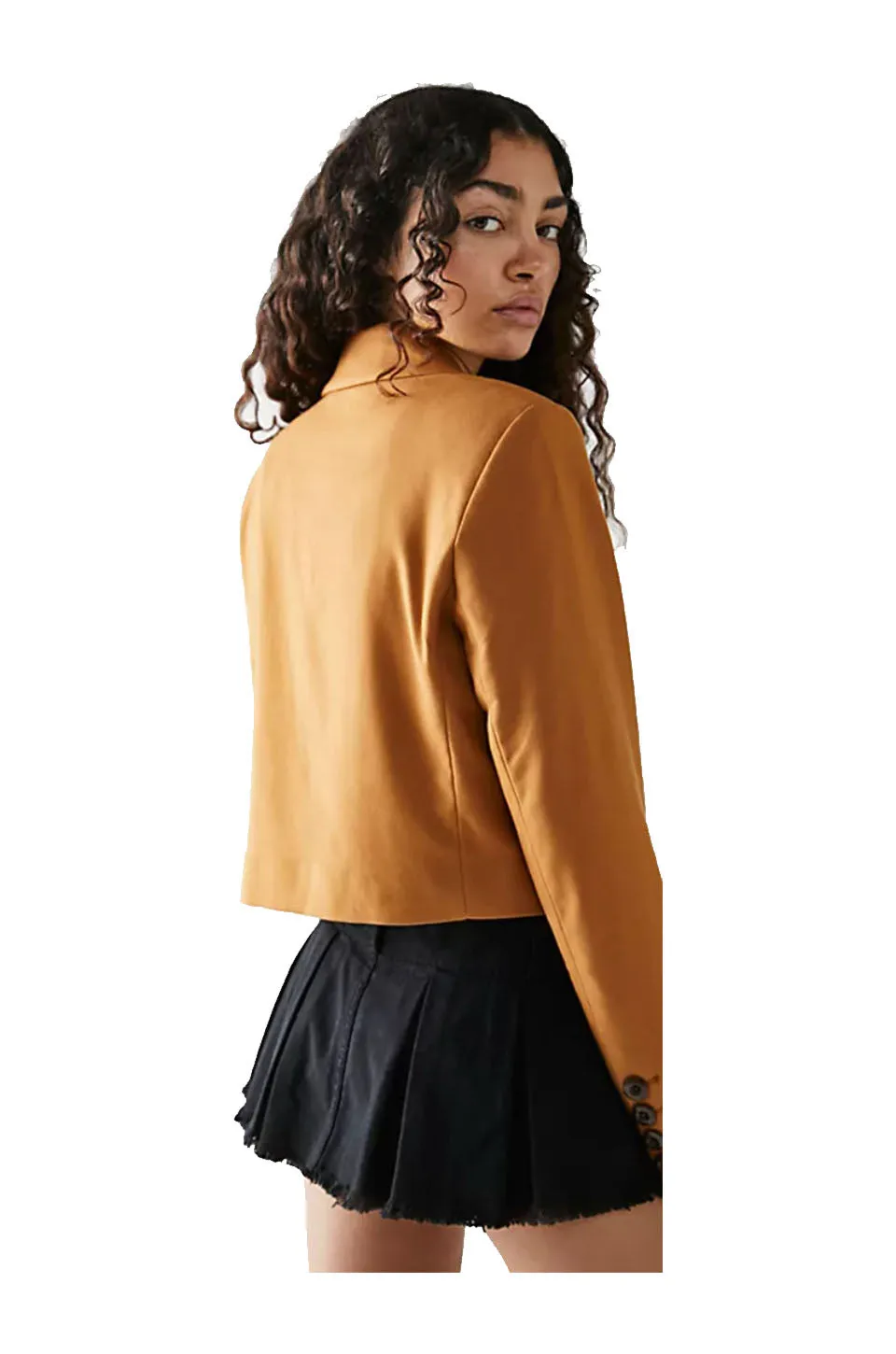 Free People Block Party Crop Blazer In Amber