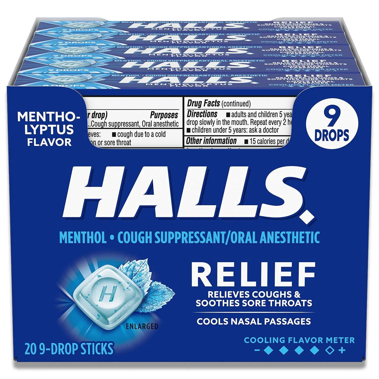 Halls - Relief Mentho-Lyptus Cough Drops  - 20 Ct Each - 24 Pack