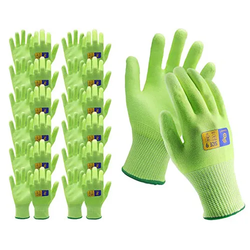 Handlandy Latex Free Gloves Gardening PU Coated ANSI CUT Level 3 1130 (6/12 Pairs)