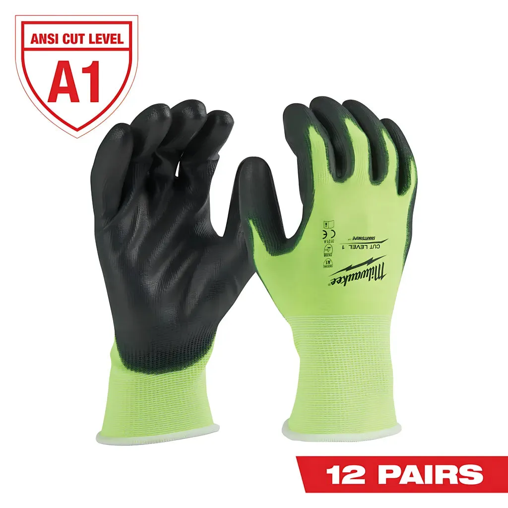 High Visibility Cut Level 1 Polyurethane Dipped Gloves - L