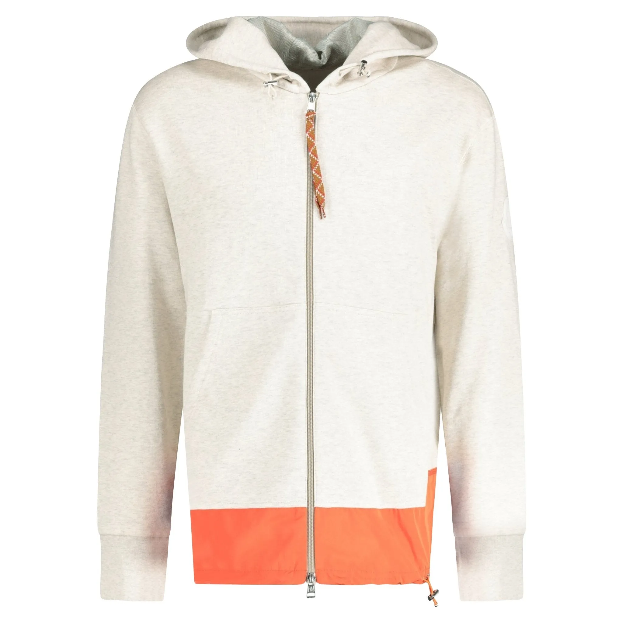 Hooded Arm Logo Sweatshirt Light Grey & Orange