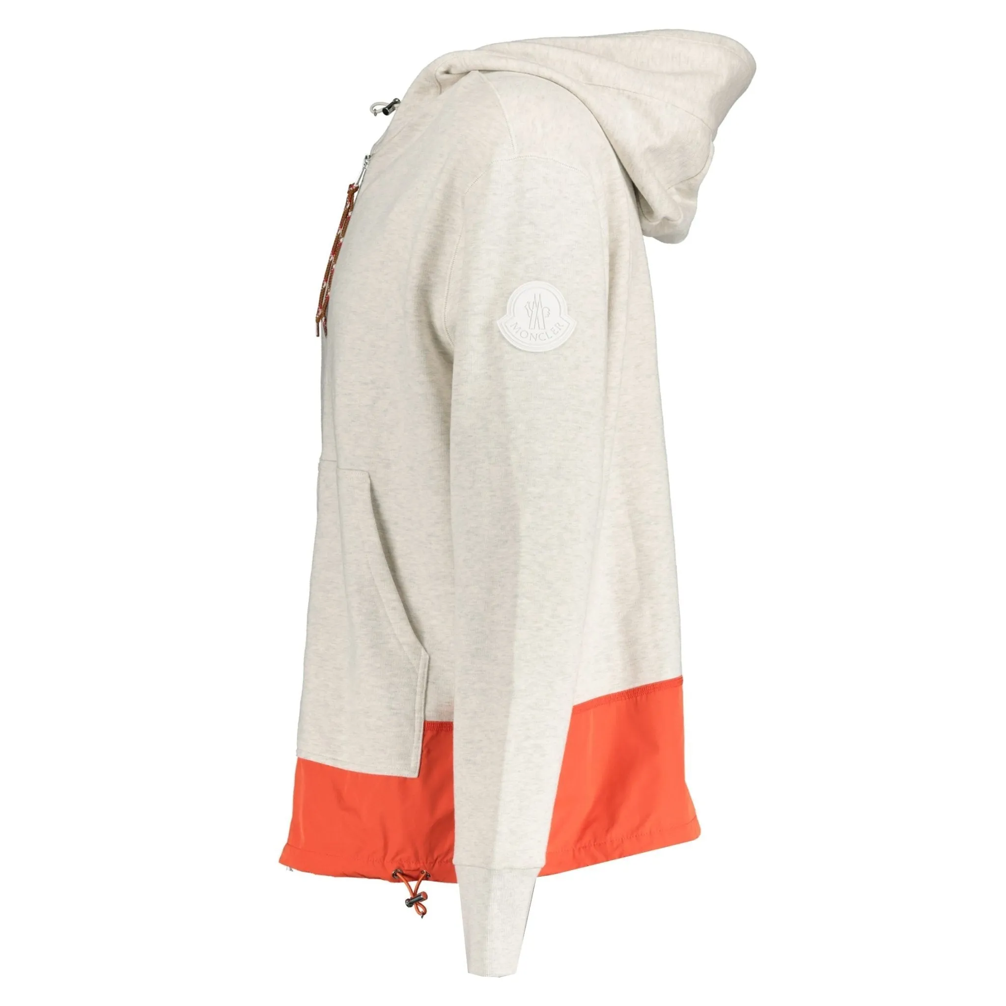 Hooded Arm Logo Sweatshirt Light Grey & Orange