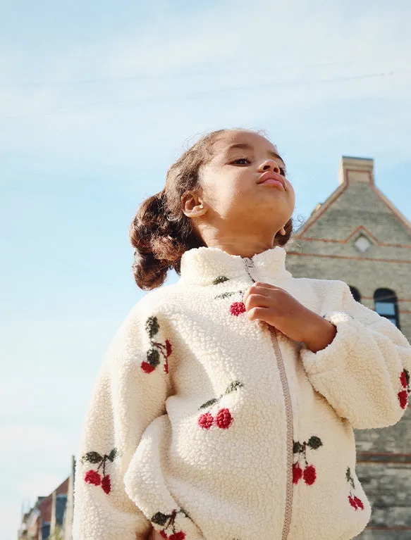 Jody Teddy Fleece Jacket in Cherry