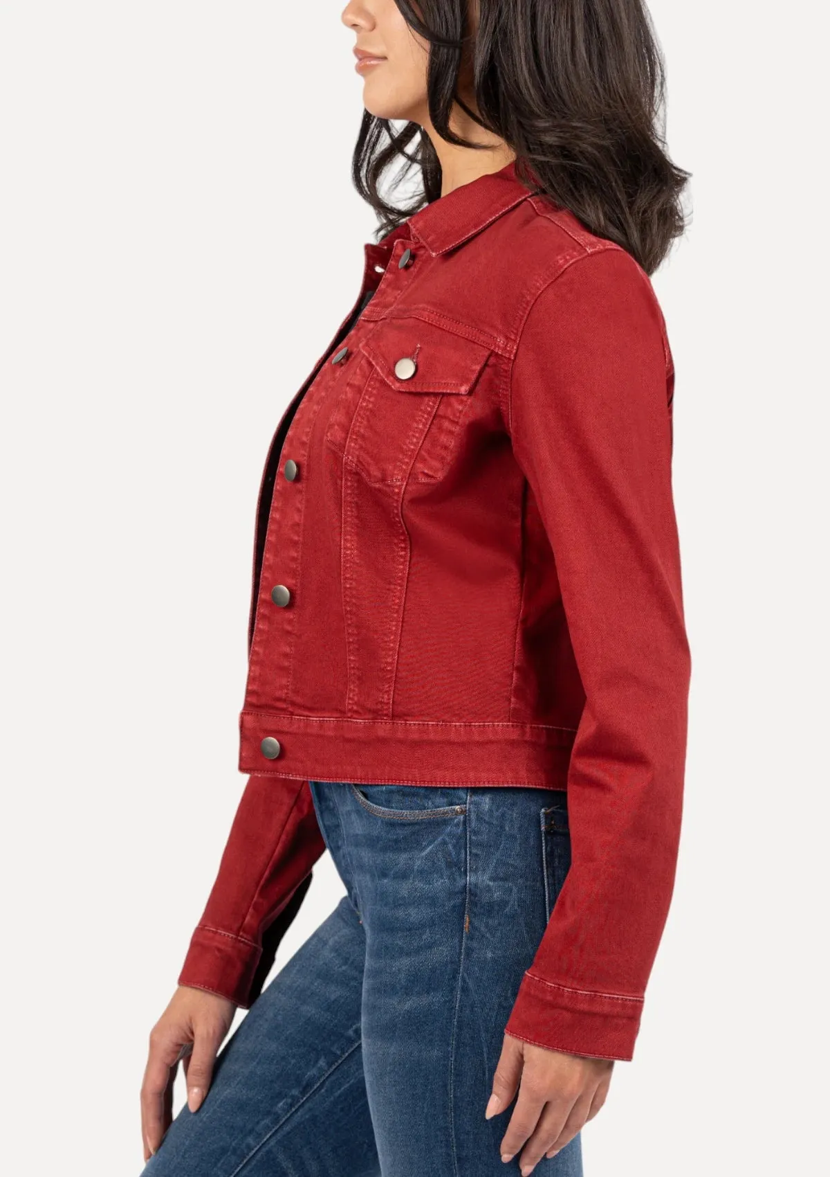 Julie Crop Jacket With Fitted Shoulder - Red