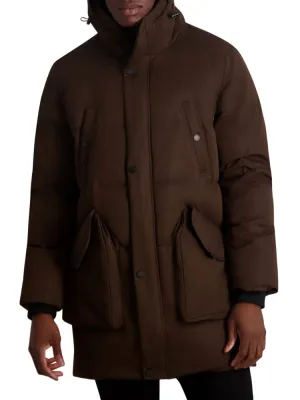 Karl Lagerfeld Paris down parka with hood, brown