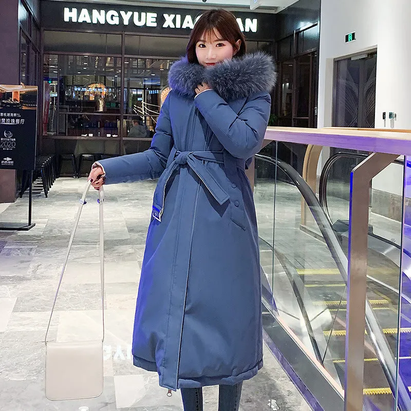 Ladies over-the-knee slim padded jacket