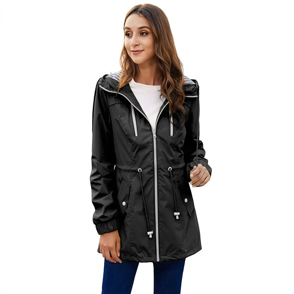 Long Raincoat Women's Hooded Jacket