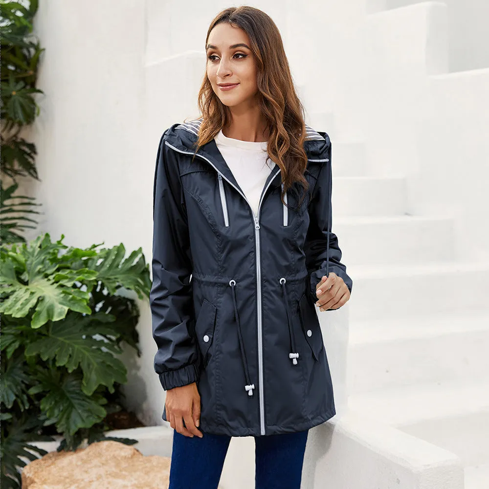 Long Raincoat Women's Hooded Jacket