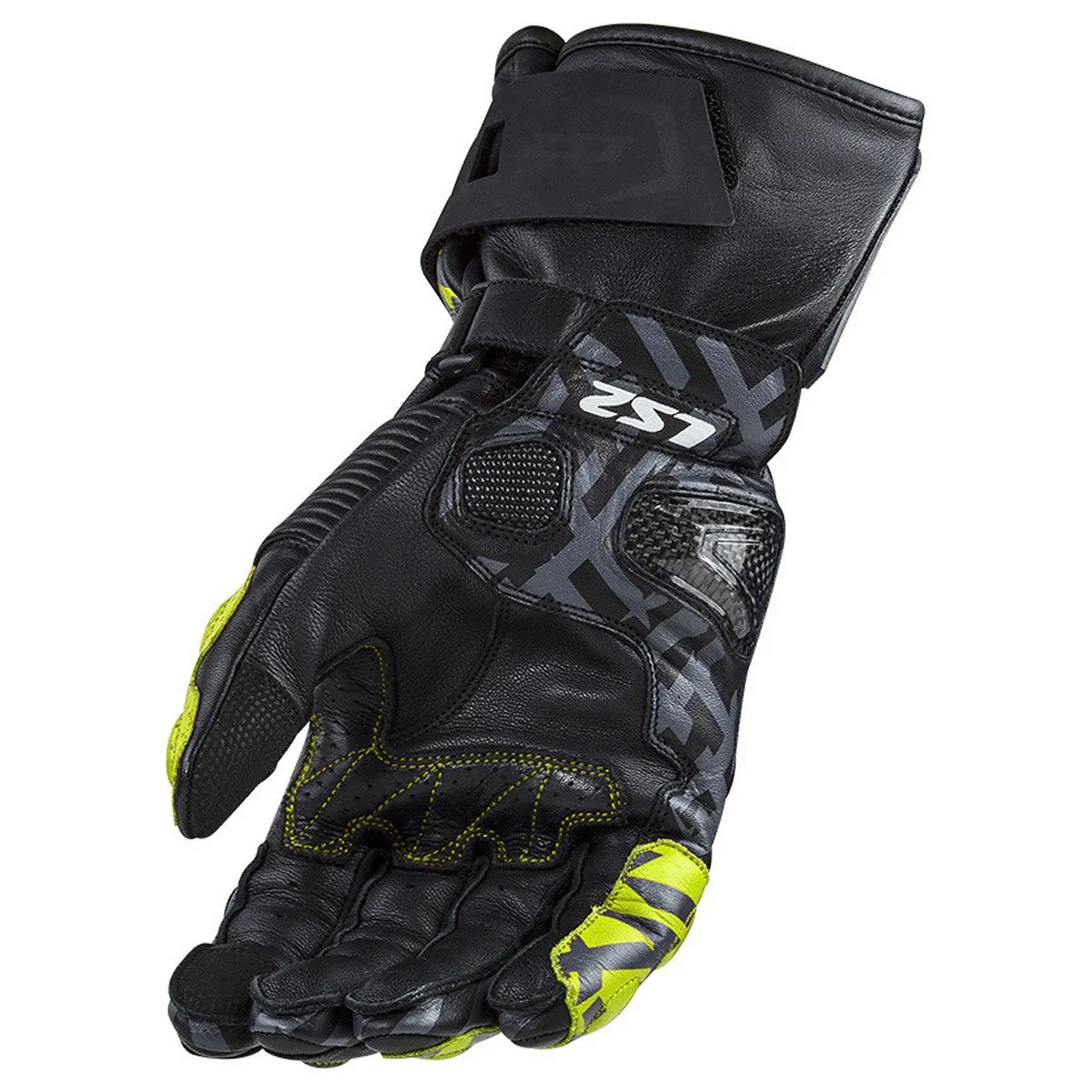 Ls2 Feng Racing Gloves Black H-V Yellow