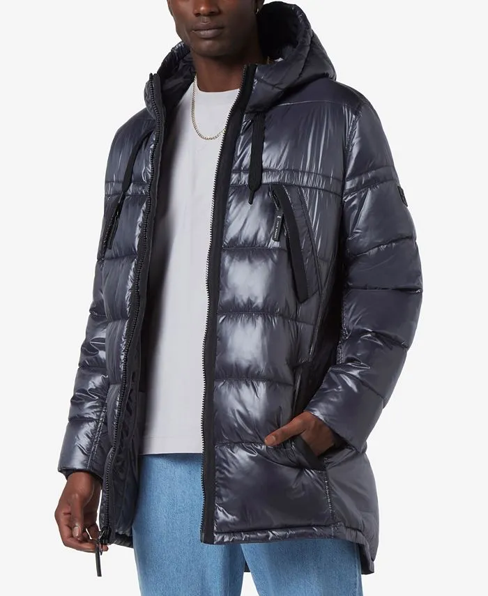 Marc New York Men's Barreto Super Wet Cire Parka with grosgrain trim, gray