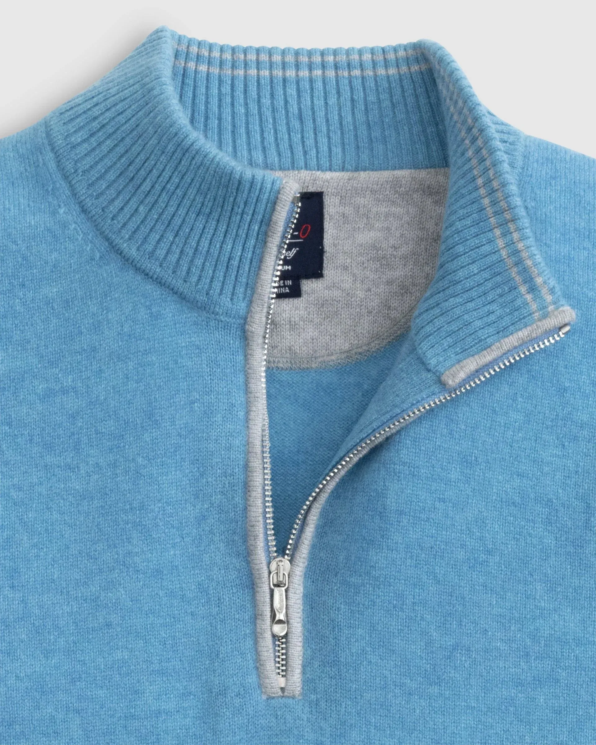 Mayfair Cashmere Quarter Zip Sweater in Iceland Blue by Johnnie-O