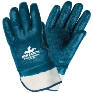 MCR Safety Predator 9761R Fully Rough Nitrile Coated Work Gloves with Safety Cuff and Jersey Lined, 1 Dozen