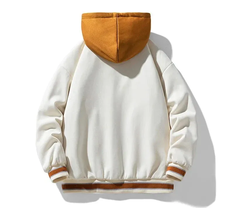 Men's Hooded Cardigan Fleece Baseball Style Jacket