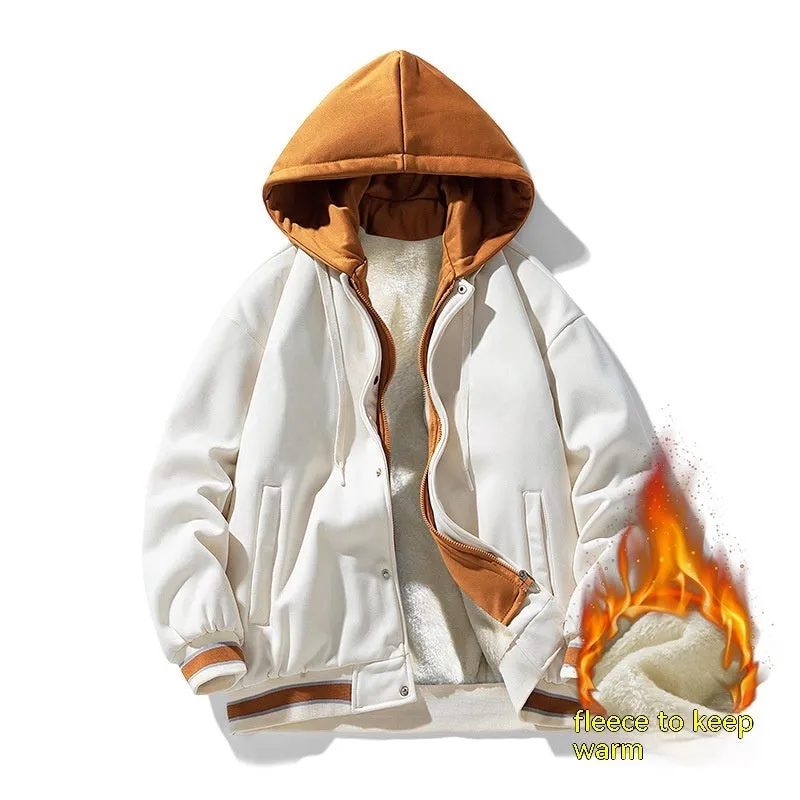 Men's Hooded Cardigan Fleece Baseball Style Jacket