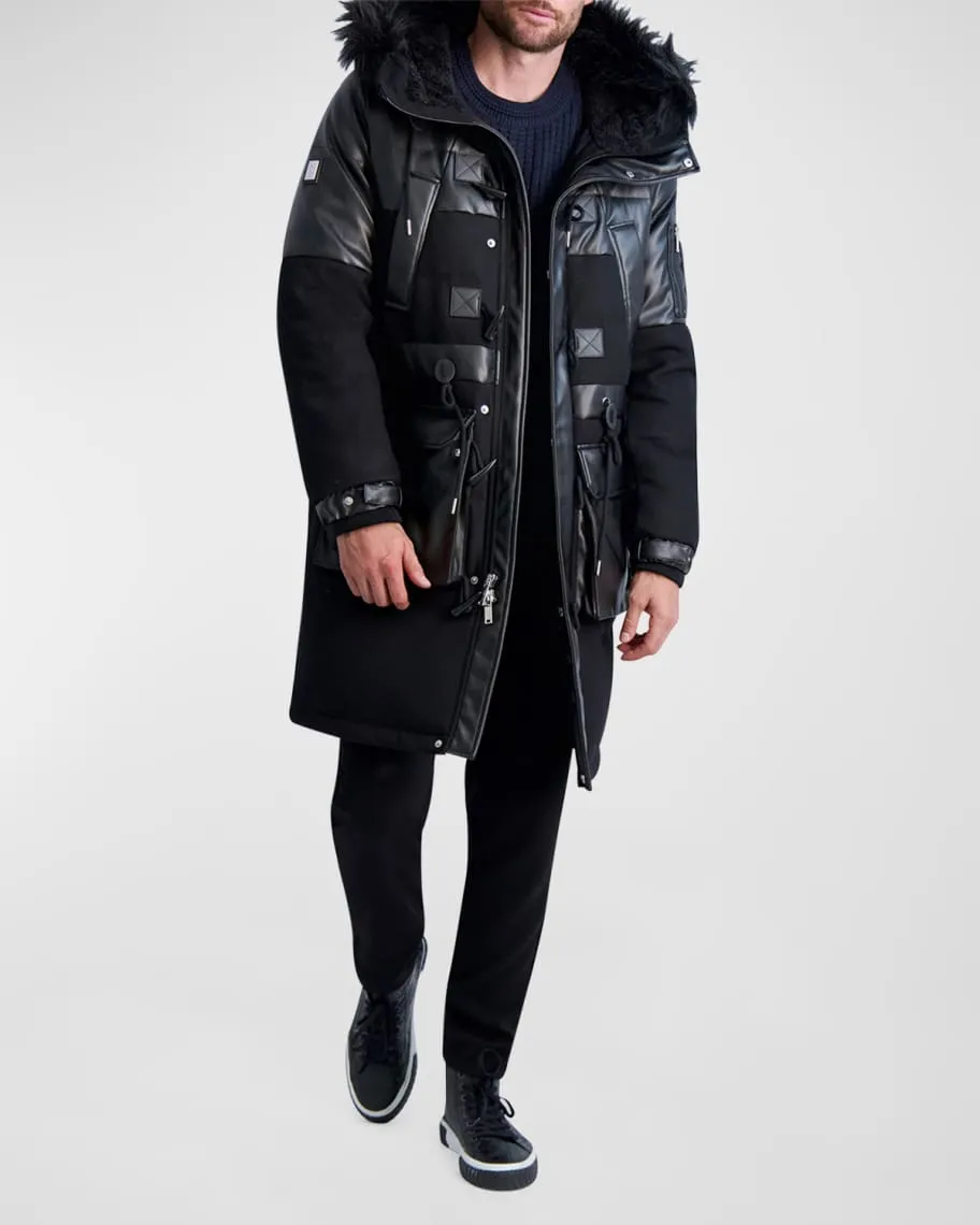 Men's parka with fabric blocking by Karl Lagerfeld Paris