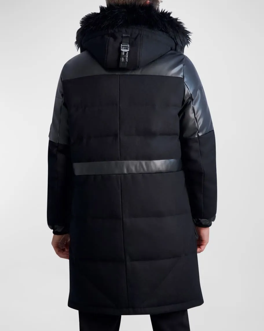 Men's parka with fabric blocking by Karl Lagerfeld Paris