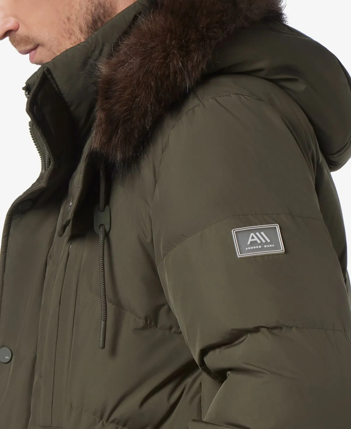 Men's Tremont Down Parka with Detachable Hood Marc New York faux fur trim