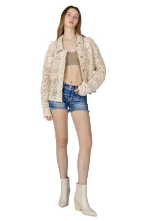 Miss Me Women's Macrame Crochet Jacket