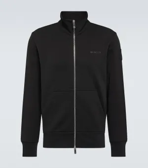 Moncler Cotton Fleece Zip Sweater, Black