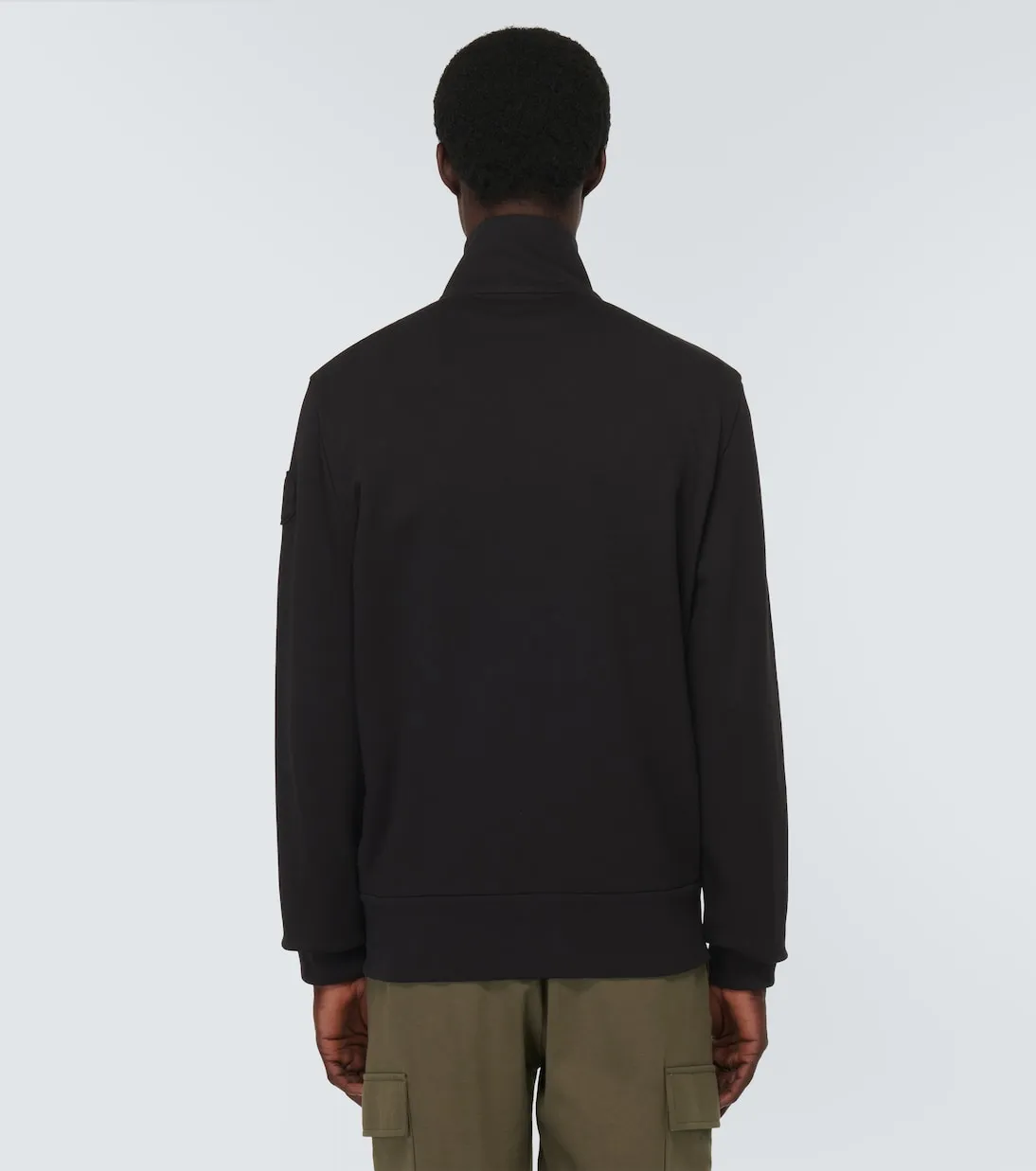 Moncler Cotton Fleece Zip Sweater, Black