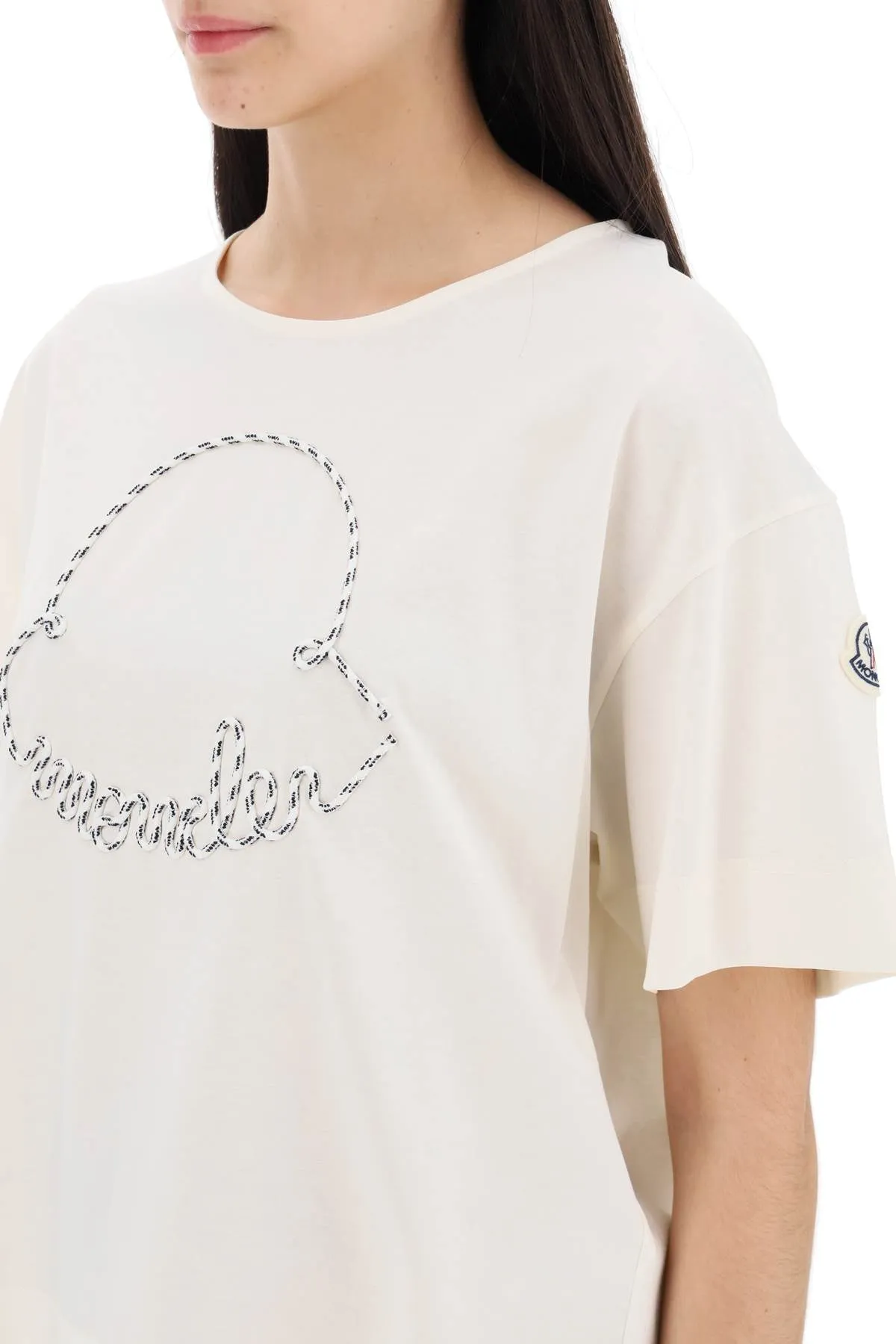 Moncler T-Shirt With Nautical Rope Logo Design (Size - S)