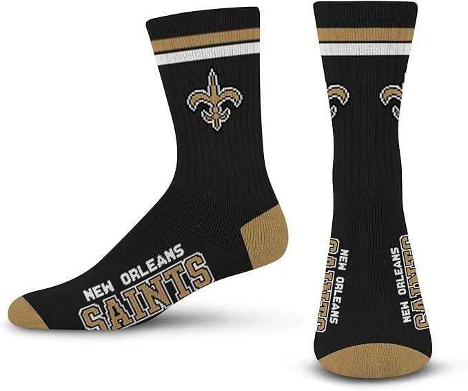 New Orleans Pro Football Socks Adult Team Logo and Colors Large Crew Sport Socks Footwear for Men and Women Game Day Apparel