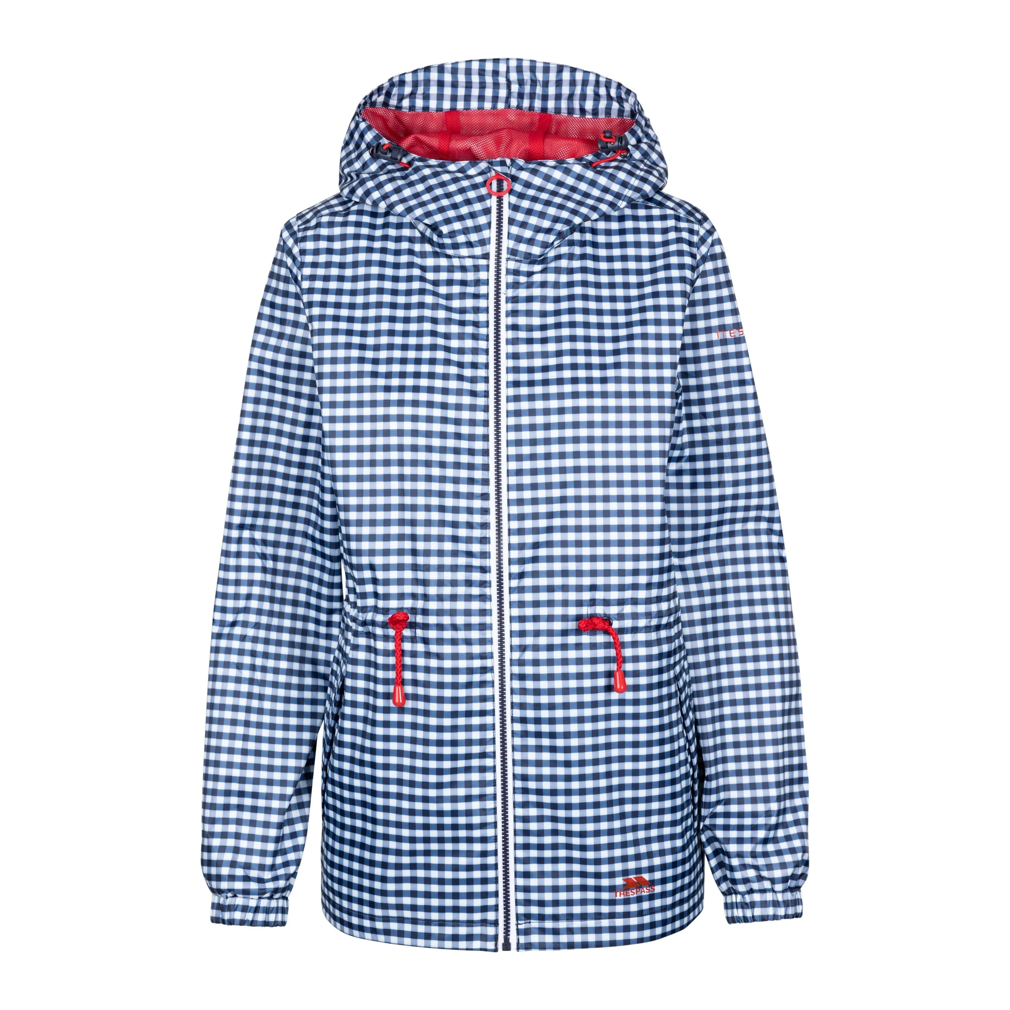 Niggle Unpadded Women's Packaway Waterproof Jacket in Navy Gingham