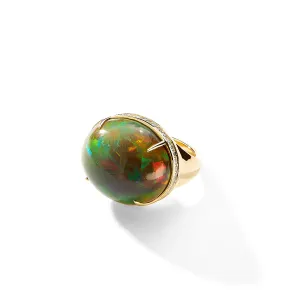 Olive Green Opal Ring