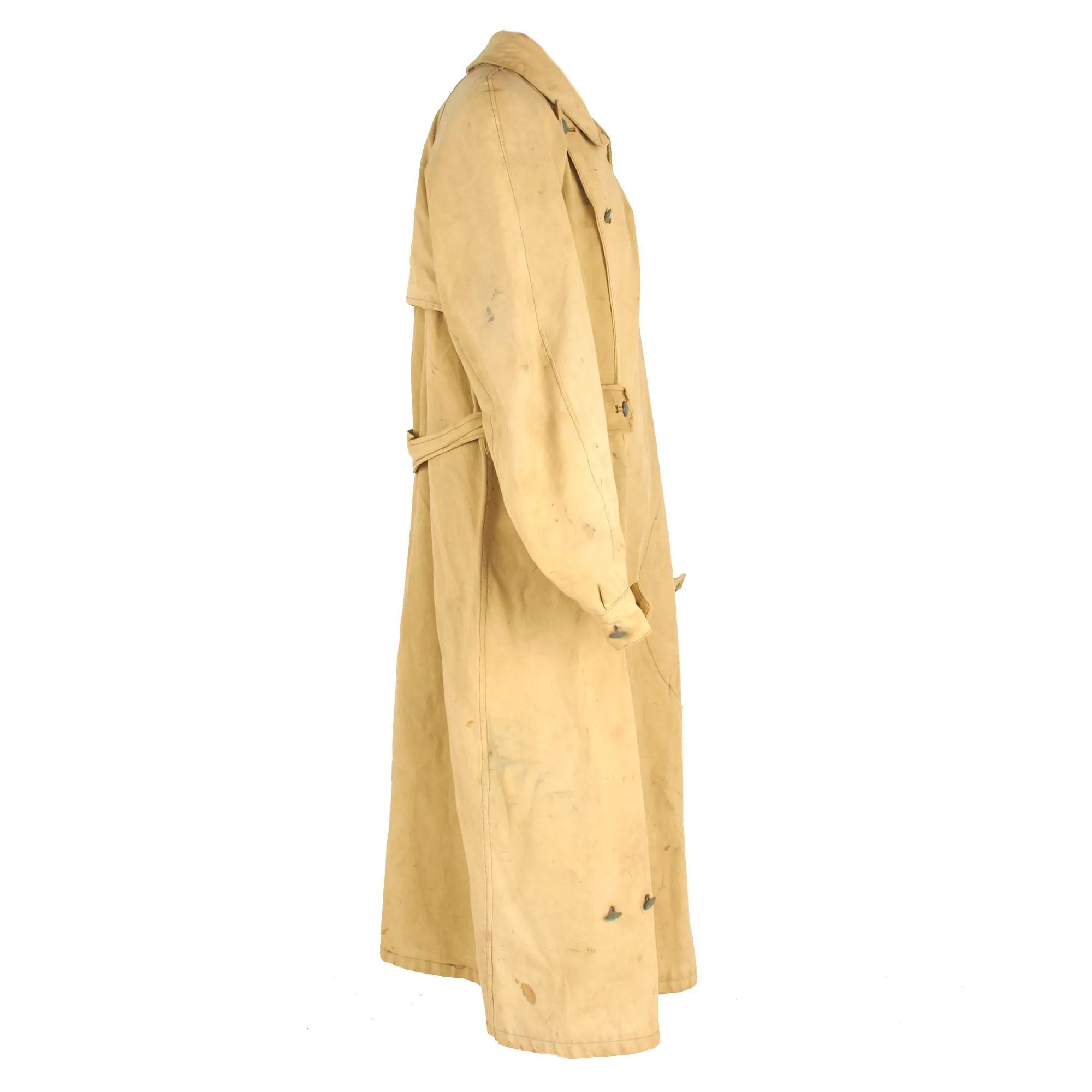 Original German WWII Afrikakorps DAK Tropical Kradmantel Motorcycle Overcoat - Light Tan Color