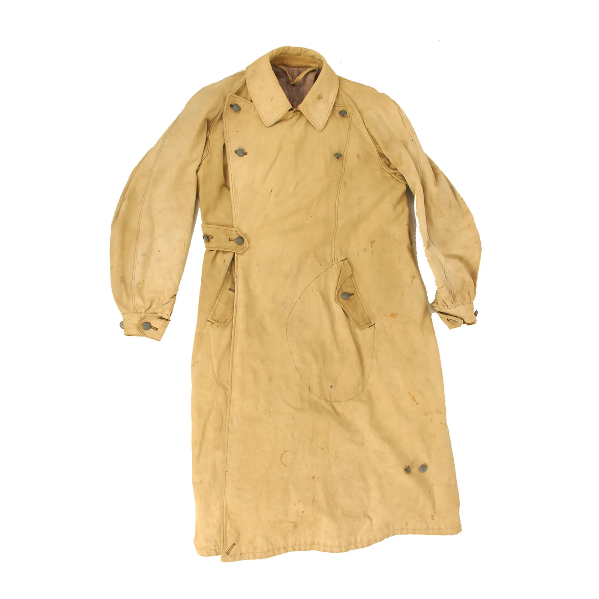 Original German WWII Afrikakorps DAK Tropical Kradmantel Motorcycle Overcoat - Light Tan Color