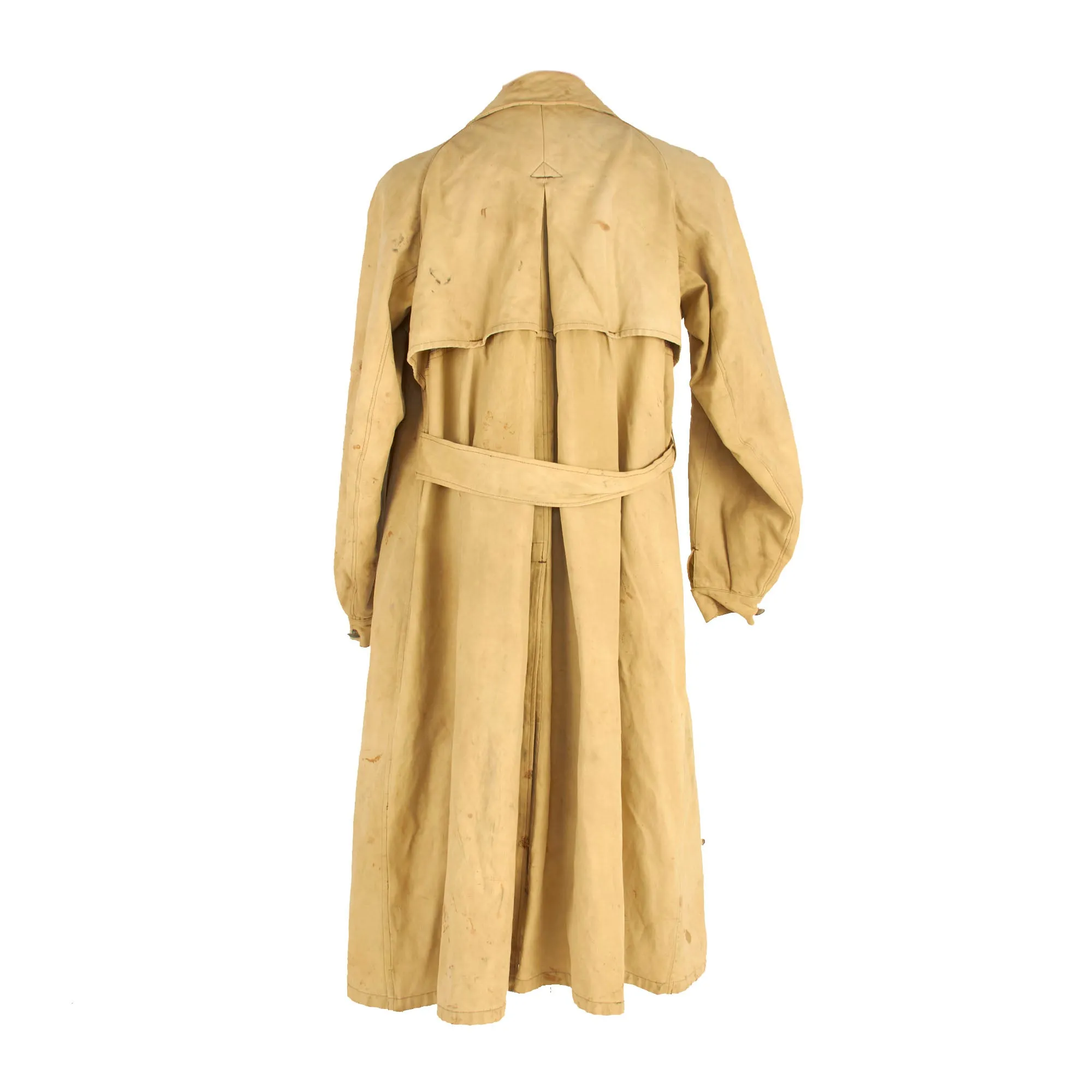 Original German WWII Afrikakorps DAK Tropical Kradmantel Motorcycle Overcoat - Light Tan Color