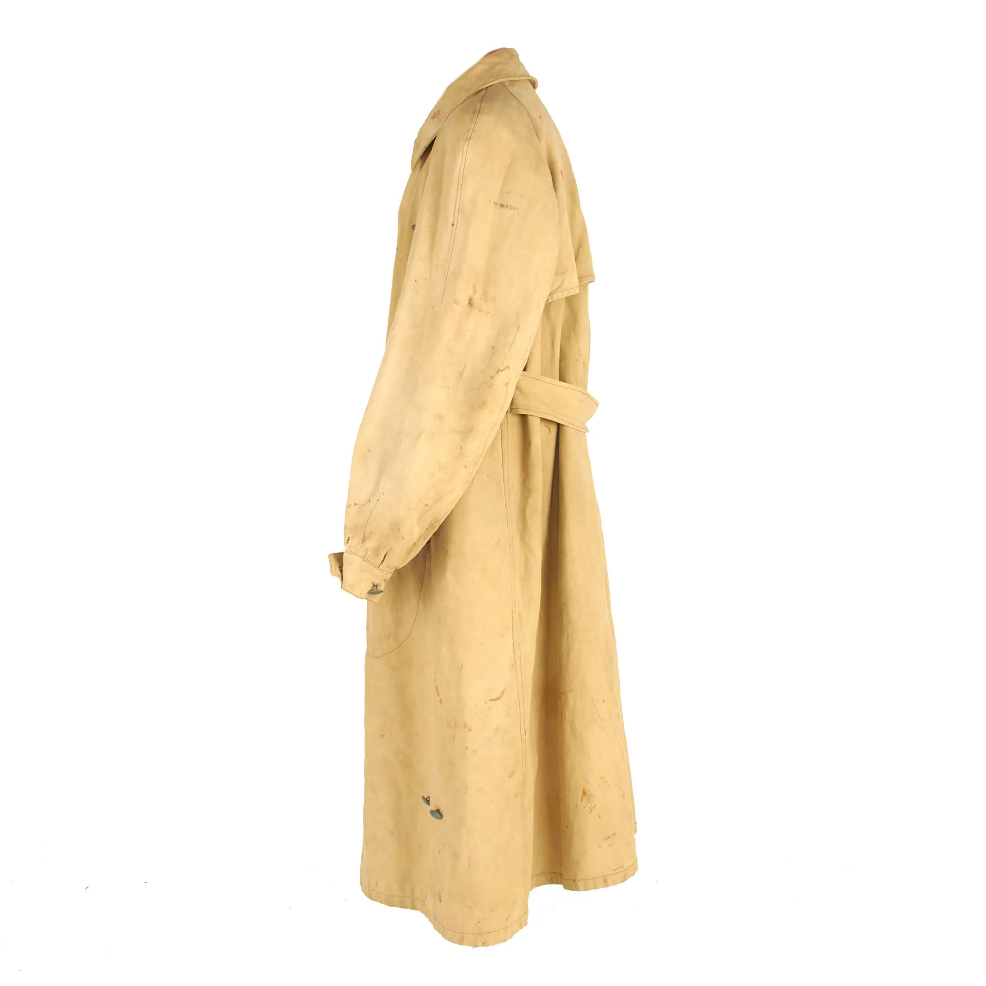 Original German WWII Afrikakorps DAK Tropical Kradmantel Motorcycle Overcoat - Light Tan Color