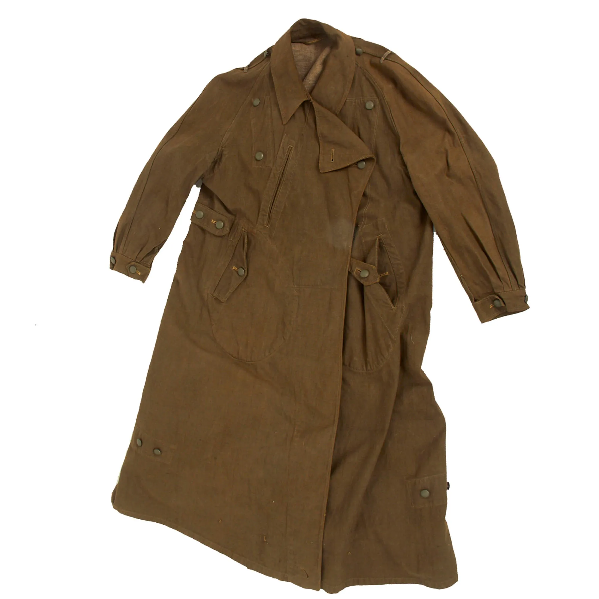 Original German WWII Afrikakorps DAK Tropical Motorcycle Overcoat - dated 1942