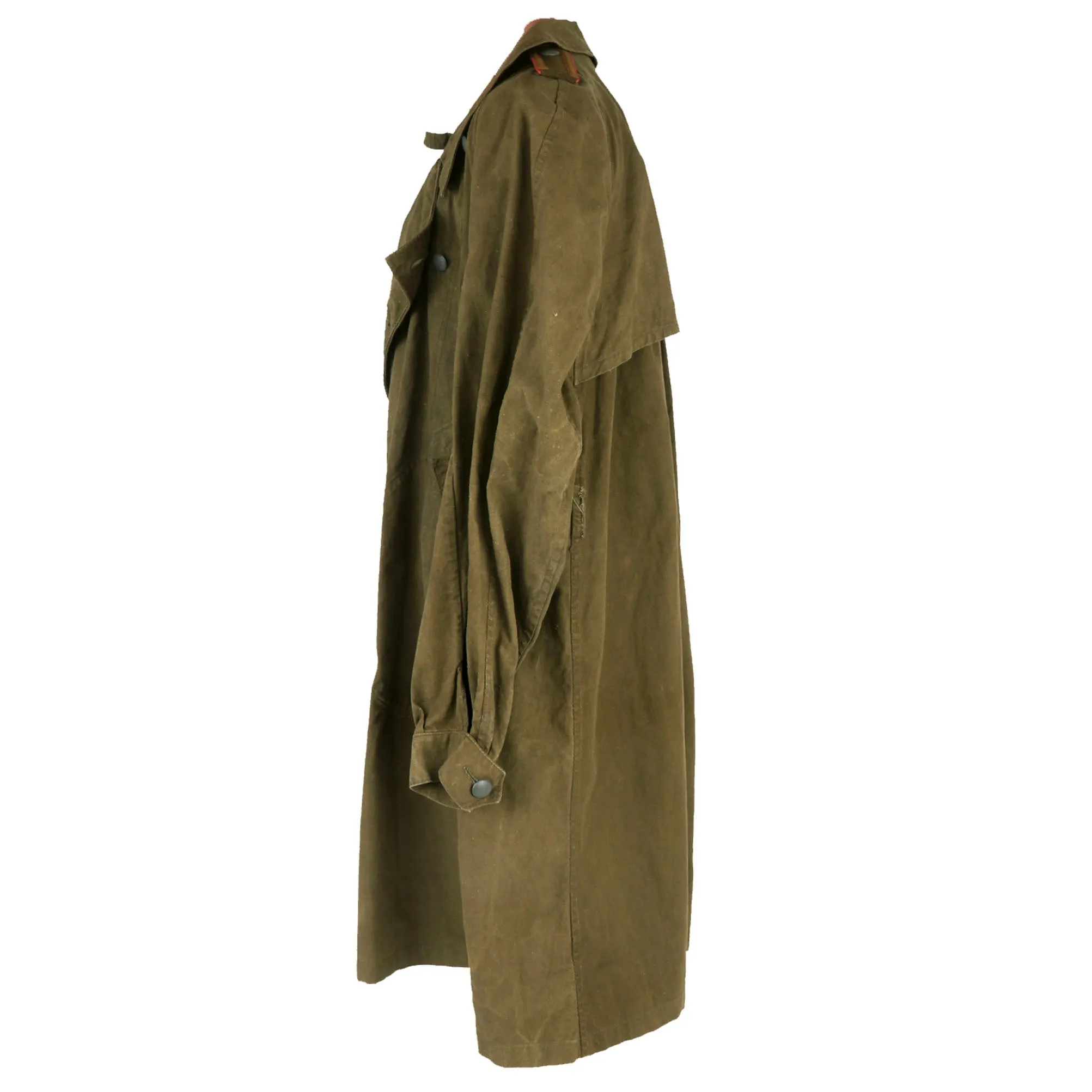 Original German WWII Heer Army Panzer Reconnaissance NCO Afrikakorps DAK Tropical Kradmantel Motorcycle Overcoat - dated 1942