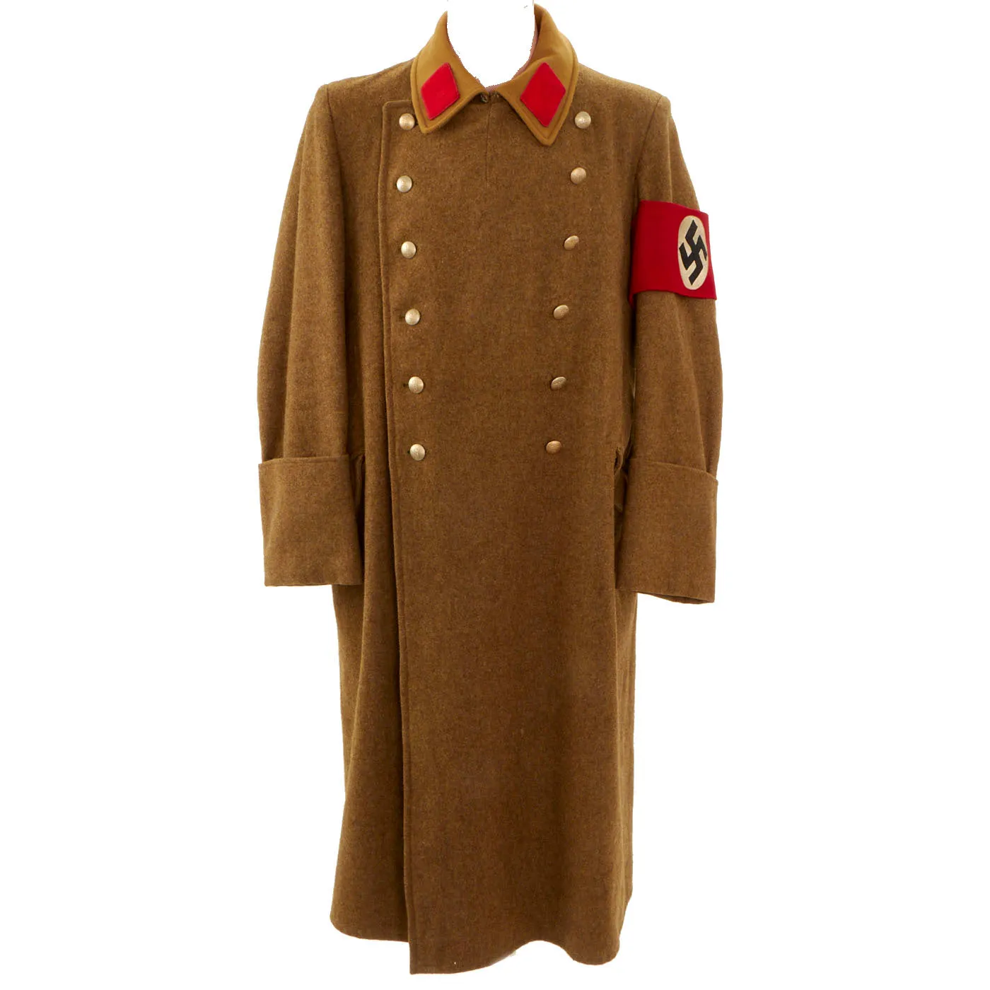 Original WWII German NSDAP Brown Wool Greatcoat with Armband